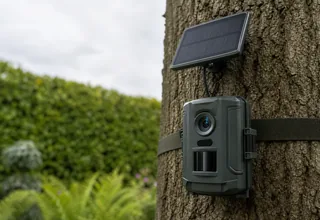 Trail camera positioned for recording wildlife after dark